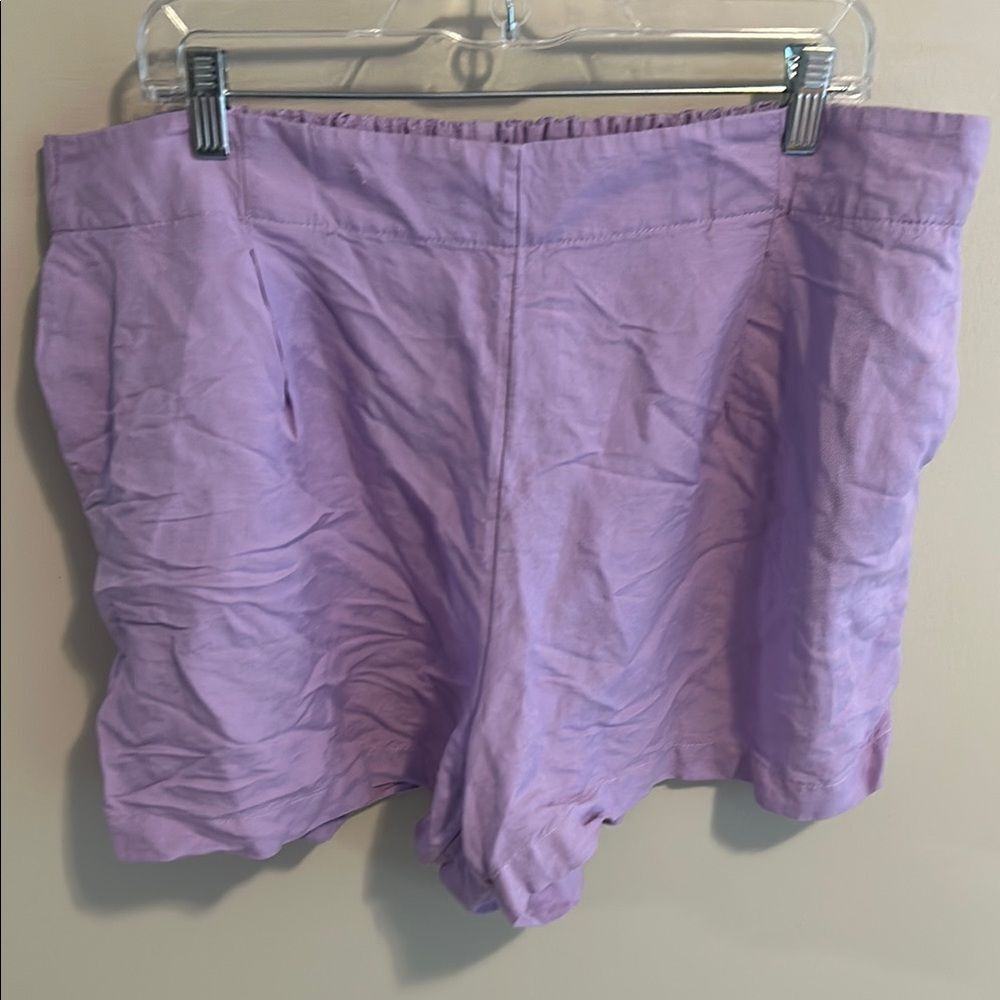 LOFT Lavender Linen Viscose Shorts XXL High Rise Pleated Purple Casual 4" Inseam